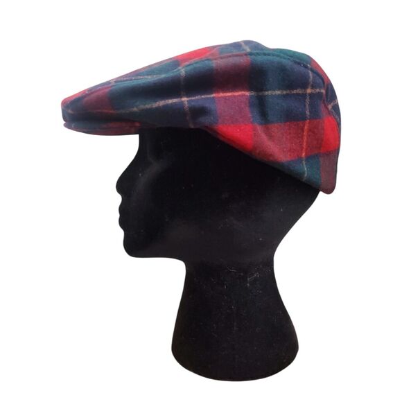 VTG Pendleton Hat Wool Cabbie Newsboy Cap Red Plaid Size Large Wool Made In USA - Picture 9 of 9